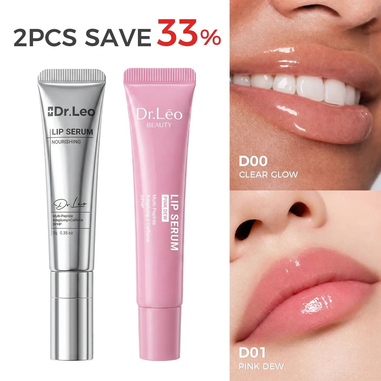 Dr.Leo Tinted Peptide Lip Serum – Brightens Dull-Looking Lips & Smooths Lip Lines, Sheer-To-Buildable Glossy Color + Hydrating Lip Care, Pink Dew / Toast Nude, 15G #Sohochic #Tiktokshopbacktoschool