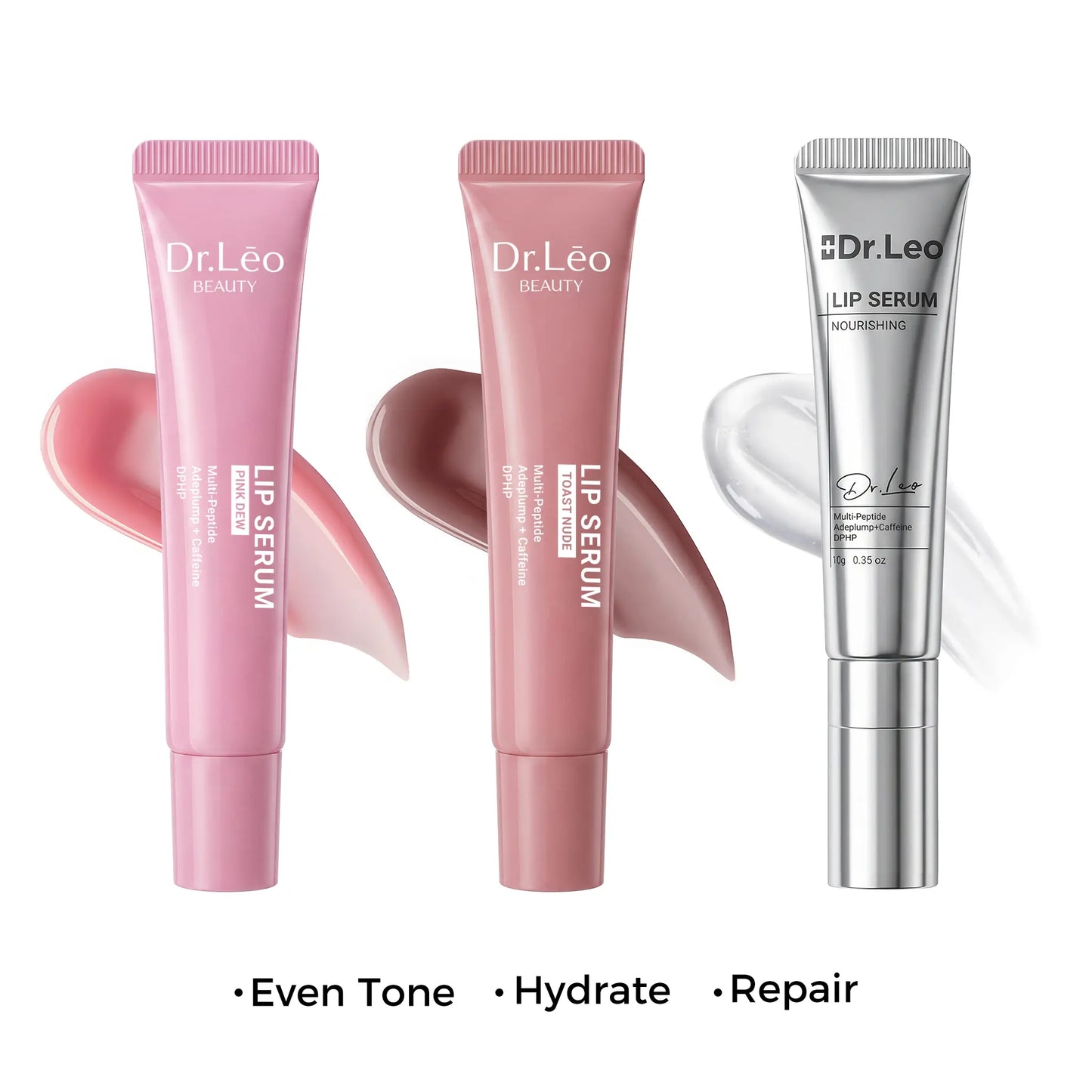Dr.Leo Tinted Peptide Lip Serum – Brightens Dull-Looking Lips & Smooths Lip Lines, Sheer-To-Buildable Glossy Color + Hydrating Lip Care, Pink Dew / Toast Nude, 15G #Sohochic #Tiktokshopbacktoschool