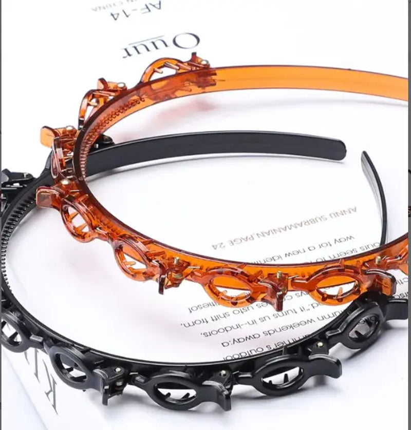 Women'S 2PCS Fashion Toothed Headband Accessory Set, Multicolor Non-Slip Comb Hair Hoops, Lightweight Plastic Make up Headband for Daily Styling, Work, Black