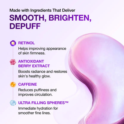 [Anua] Retinol Berry Revitalizing Eye Patch for Wrinkle and Dark Circles(60Ea), 8Hour Plumping Effect in 10 Minutes, Fuller Looking & Lifted Skin, Hyal-Plumping Effect, Brightens Undereye by Antioxidant Berry Extracts, Relieves Puffiness with Caffeine