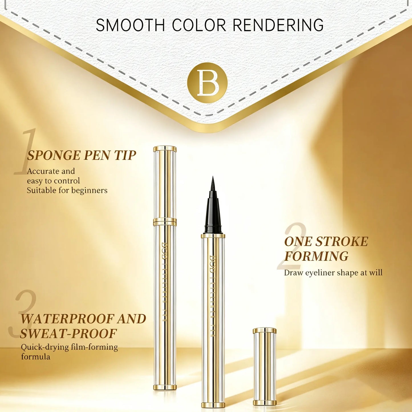 Women’S Waterproof Lambskin Eyeliner Pen - Smudge-Proof, Long-Lasting All-Day Wear, Smooth Thick Tip for Defined Eye Looks, Beginner-Friendly Beauty Tool for Daily & Professional Makeup