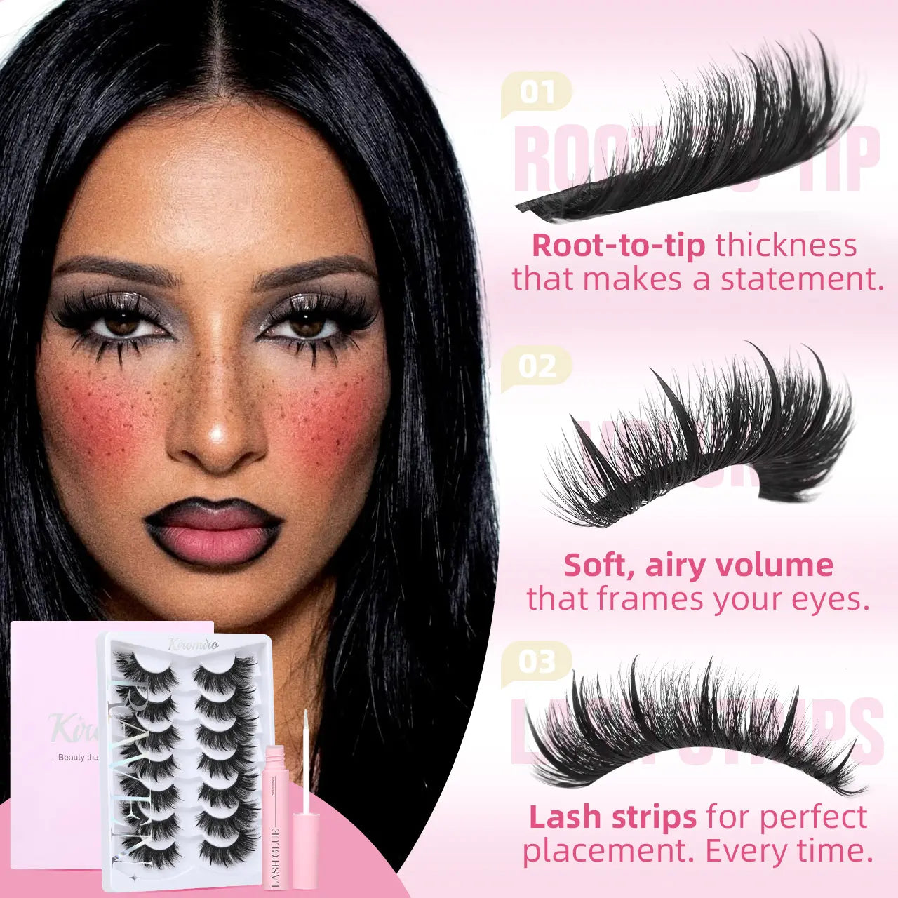 Kiromiro Spiky Lashes Strips 20Mm 3D Fluffy False Eyelashes with Spikes Drama Faux Mink Lashes Thick Long Cat Eye Lashes for Makeup, 7 Pairs #Backtoschool