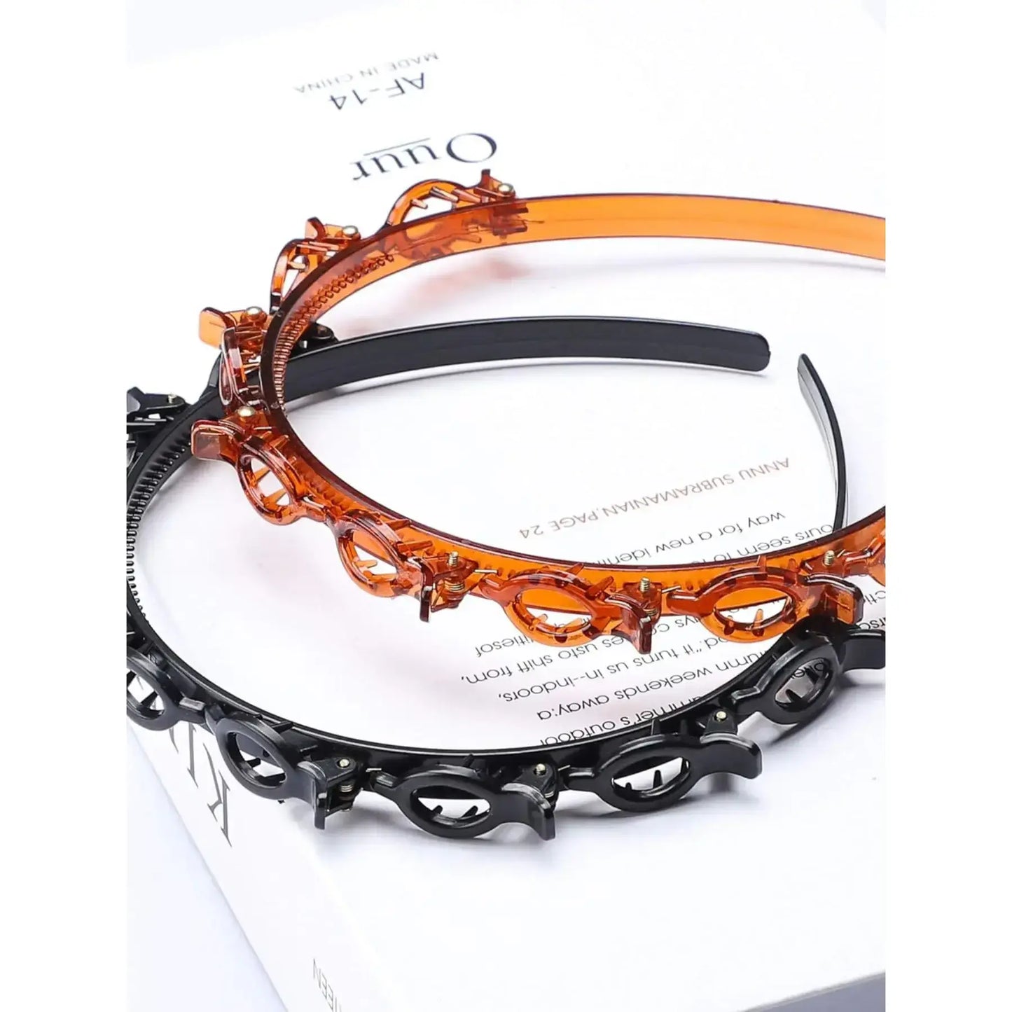 Women'S 2PCS Fashion Toothed Headband Accessory Set, Multicolor Non-Slip Comb Hair Hoops, Lightweight Plastic Make up Headband for Daily Styling, Work, Black